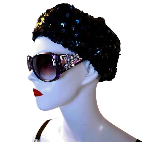 CHRISTIAN DIOR Limited Edition 609-J8 Purple Sun Crystal Silver Gems SUNGLASSES - Picture 2 of 13